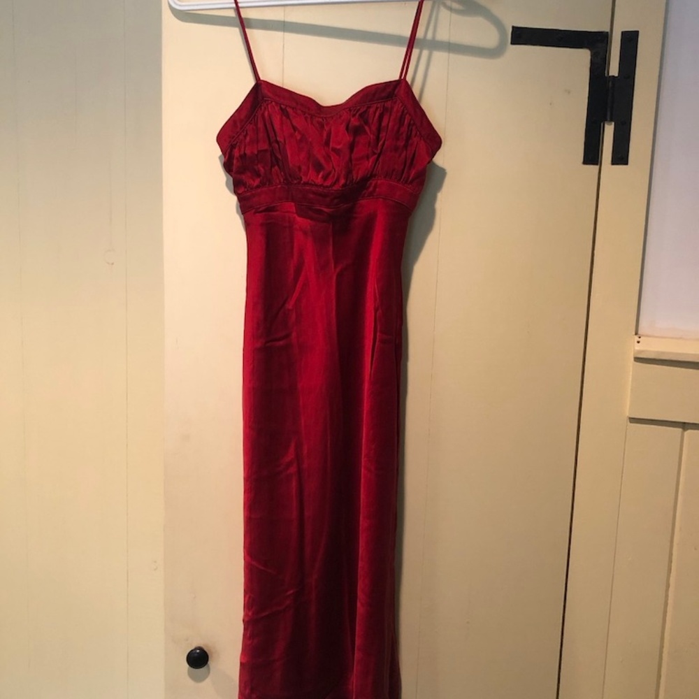 Red silk slipdress